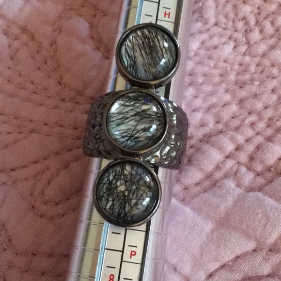 NEW! Rarities Rudliated Quartz Silver Ring - Picture 2 of 5